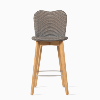 Vincent Sheppard Lily counter stool with a grey wash woven seat and oak wood base