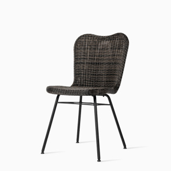 Vincent Sheppard Lena dining chair with a steel A base in mocca finish