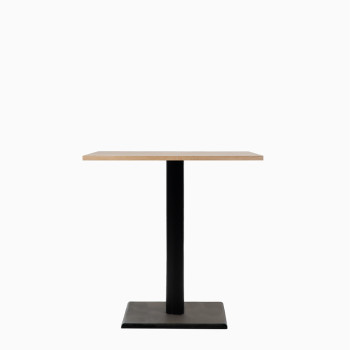  Vincent Sheppard Clark bistro table with a square oak tabletop and a black pedestal base