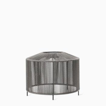 Vincent Sheppard Mora lantern in fossil grey, 42cm tall with a geometric, open weave design.