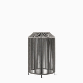 Vincent Sheppard Mora lantern in fossil grey, 61cm tall with a minimalist, open weave design.