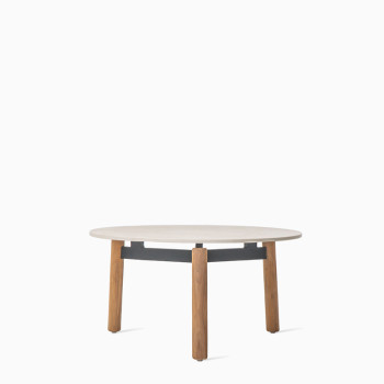 Vincent Sheppard Lento small coffee table with Portland top and untreated teak legs.