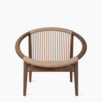 Vincent Sheppard Norma lounge chair in dark oak oil finish with linen-coloured rope detailing.