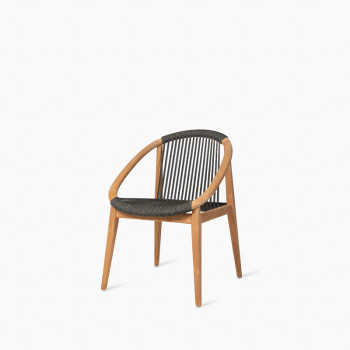 Vincent Sheppard Frida dining chair with anthracite rope and teak frame.