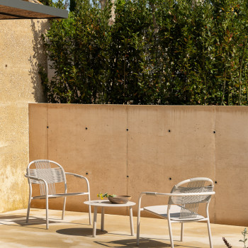 Vincent Sheppard Cleo lounge chair and lilo side table in dune white