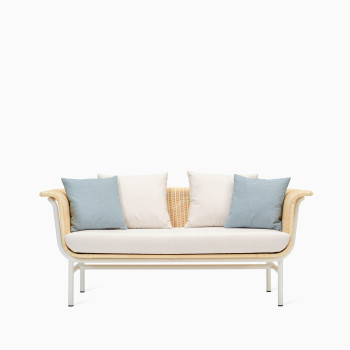 Vincent Sheppard Wicked lounge sofa 3s met witte-mineraalblauwe kussens