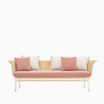 Vincent Sheppard Wicked lounge sofa 3s natural with white coral cushions