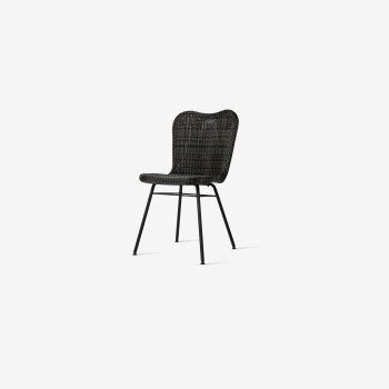 Vincent Sheppard Lena chair with a steel base in mocca, featuring a curved backrest with woven texture