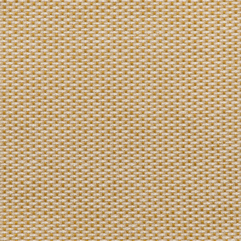 Close-up of Vincent Sheppard mustard-colored outdoor fabric with a textured, woven pattern.