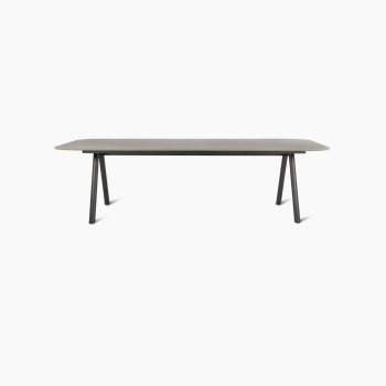 Vincent Sheppard Kodo dining table with a fossil grey frame and flint top, measuring 280 cm in length.