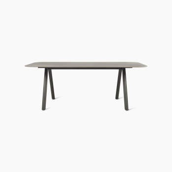 Vincent Sheppard Kodo dining table with a fossil grey frame and flint top, measuring 210 cm in length.