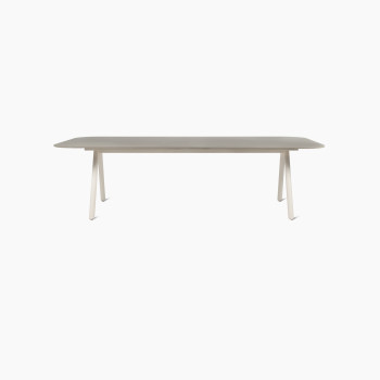 Vincent Sheppard Kodo dining table with a dune white frame and flint top, measuring 280 cm in length.