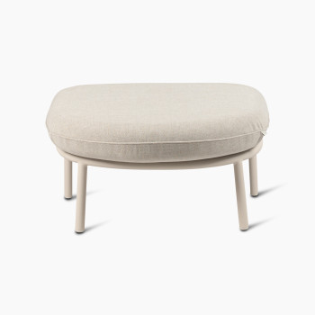 Kodo footrest in Dune white with almond cushion by Vincent Sheppard, front view.