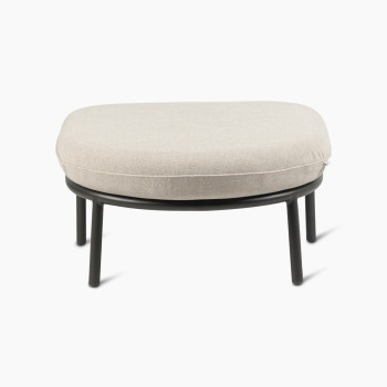 Kodo footrest in fossil grey with almond cushion by Vincent Sheppard, front view.