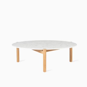 Vincent Sheppard Oda large outdoor coffee table with a shards ceramic top and teak legs.