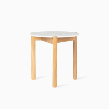 Vincent Sheppard Oda side table with a shards ceramic top and teak legs.