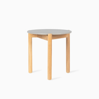 Vincent Sheppard Oda side table for outdoors with a flint ceramic top and teak legs.