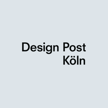 Logo of Design Post Köln with black text on a light gray background.